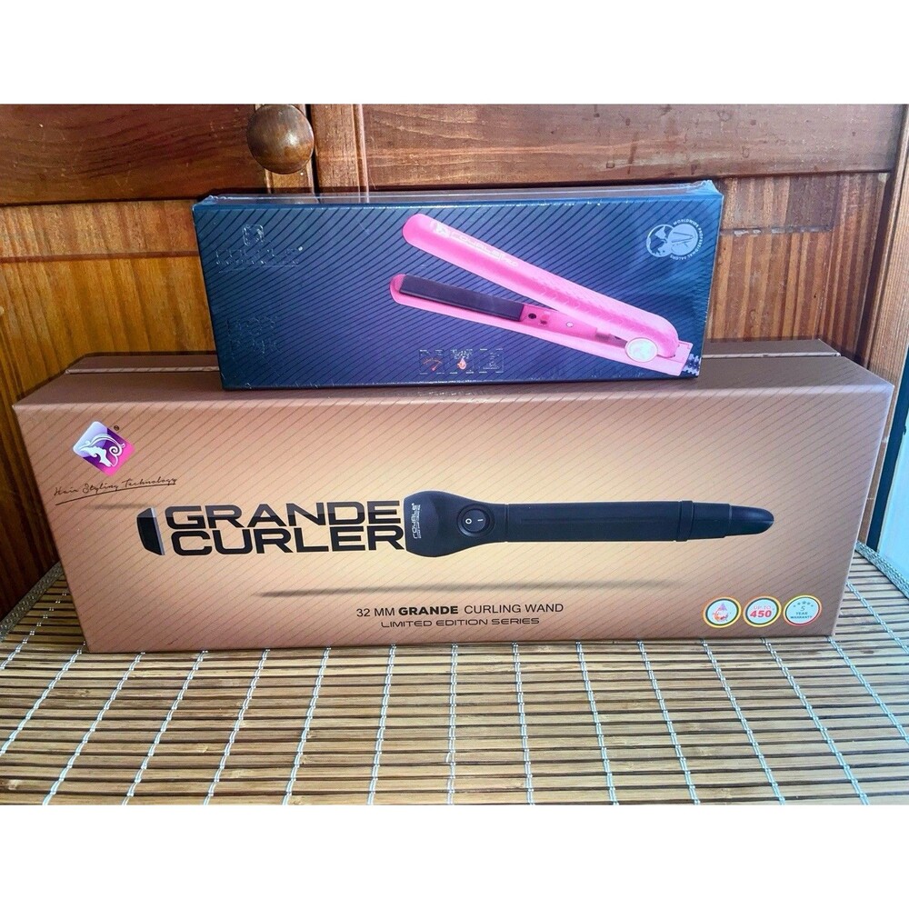 Cool Grande Tourmaline Curler Wand 32MM ⭐️ NIB Bonus Mini Royal Ceramic Iron 🎀 - Picture 1 of 9